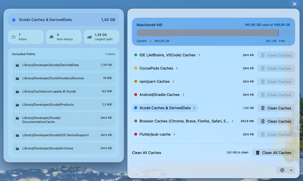 NSPanel - DevCacheCleaner